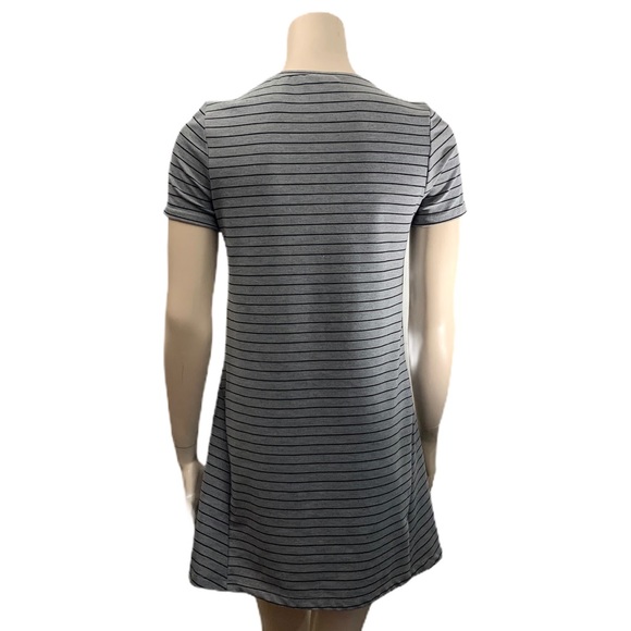 Zara Trafaluc Grey Striped T-shirt Dress Size M - Picture 2 of 11